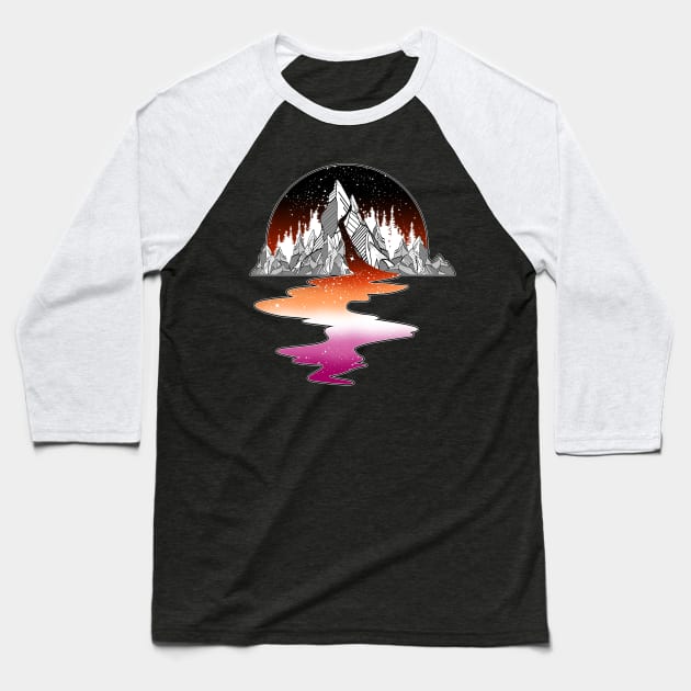 Lesbian Mountain River Baseball T-Shirt by Psitta